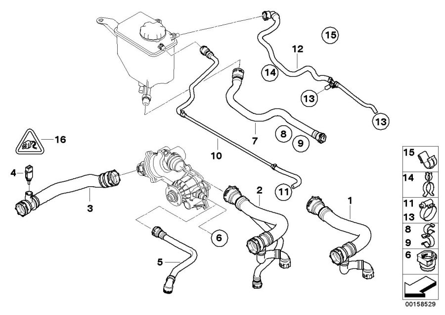 BMW 545i Return Hose Cooling Hoses System 17127508011 BMW