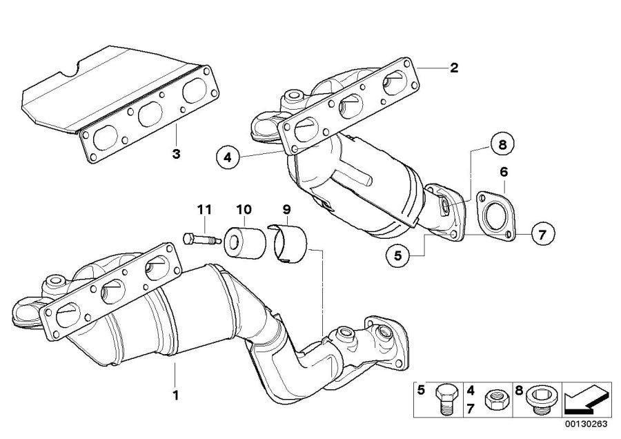 BMW X3 Rp exhaust manifold with catalytic conv. Zyl. 46 18407521826