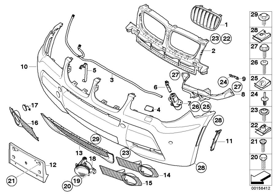 BMW X3 Closed grid, left. Bumper, Front, Trim - 51113417725 | BMW