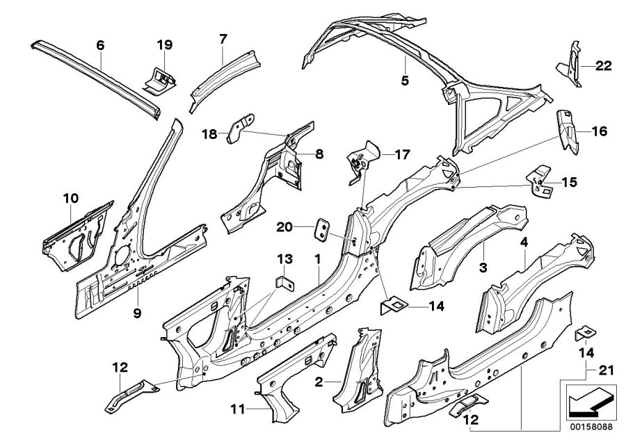 BMW Z4 Bracket, side panel column A. Body, Front, Trim - 41217064697 ...