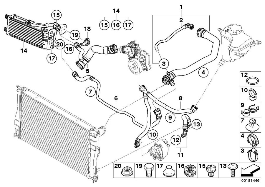 BMW 335d Hose, expansion tank. Cooling, Coolant, Hoses - 17127805263 ...