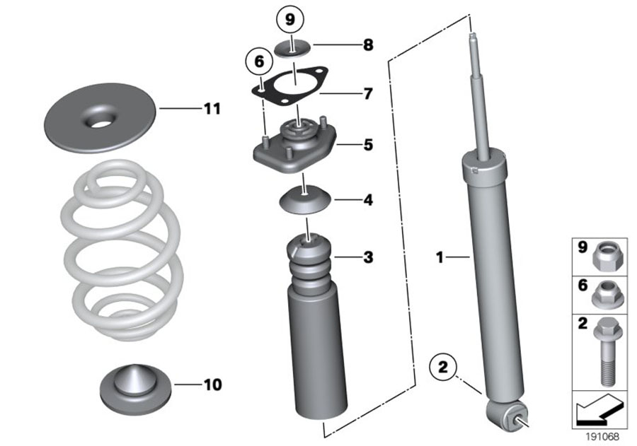 2009 BMW Z4 Auxiliary shock absorber, rear. Suspension - 33536789203 ...