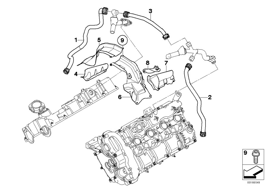 11157595188 - BMW Connecting line. Ventilation, Head, Engine, Cylinder