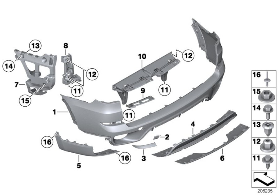 Bmw X5 Mount, rear bumper right corner. Trim, Cover 51127226936 BMW