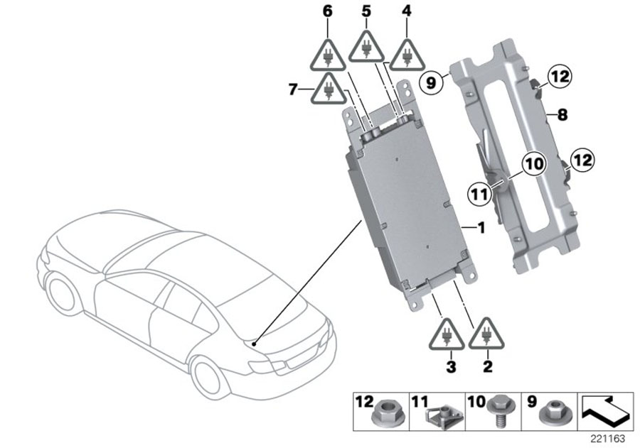 2011 BMW 550i Bracket, control unit. Combox, Telematics - 65159174271