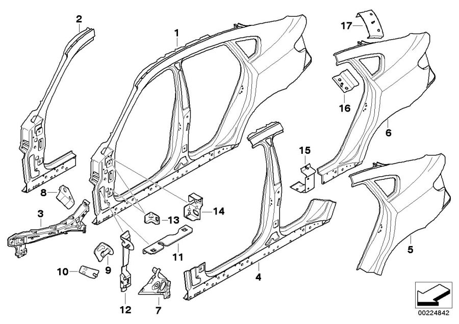 Bmw X6 Bracket for AFS auxiliary heater. Body, Side - 41217195249 | BMW ...