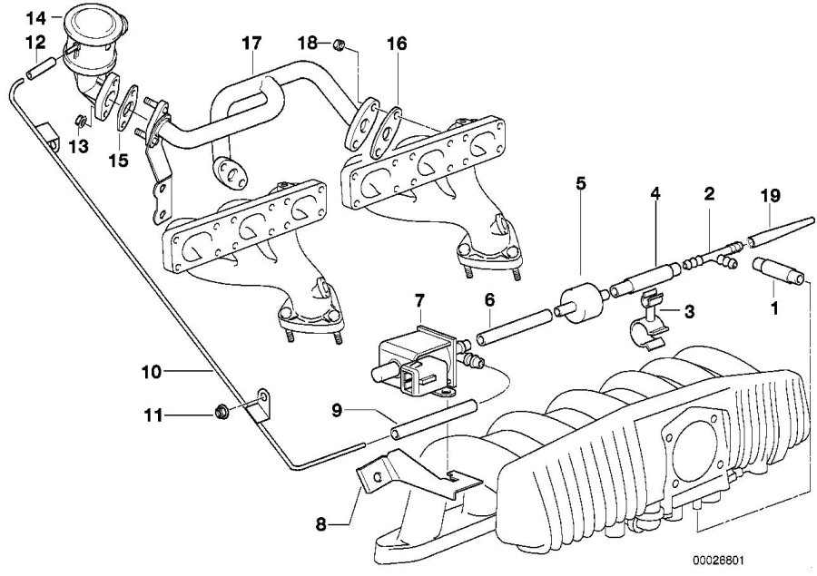 11731714217 BMW Vacuum hose. Control, Pump, Engine, Air BMW