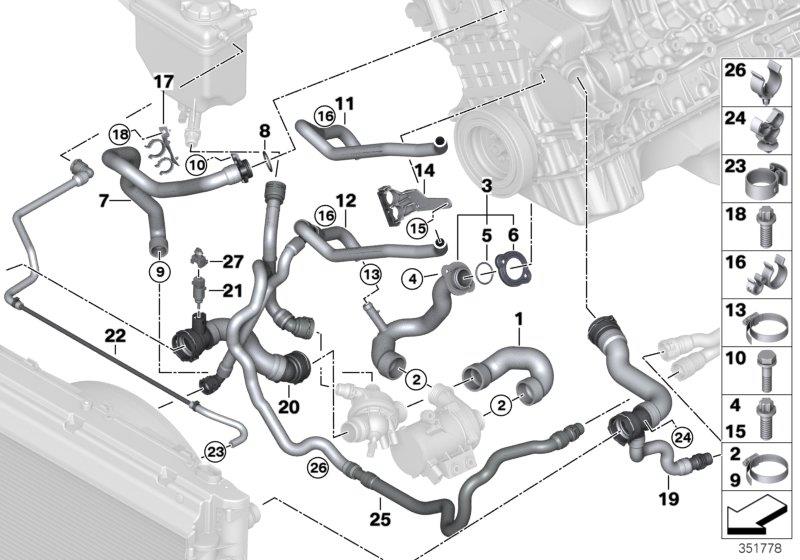 BMW 528i Supply hose. Cooling, Hoses, System - 17127521777 | BMW ...