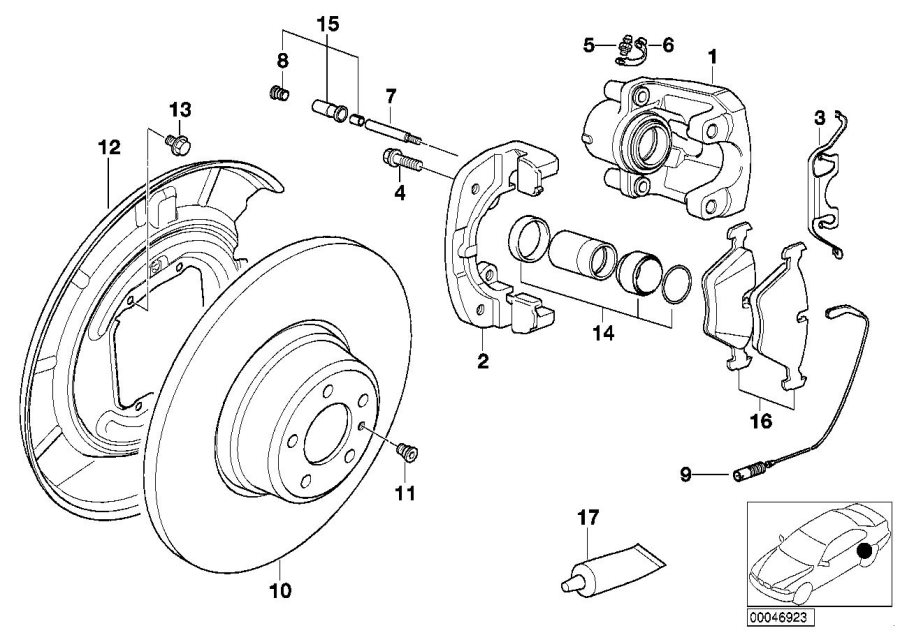 bmw 740iL Brake pad wear sensor. Rear, Brakes - 34351182065 | BMW ...