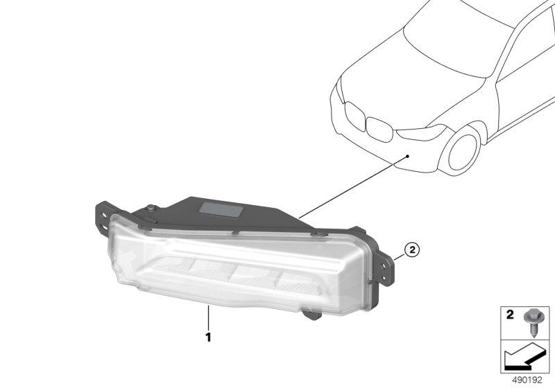 2018 BMW X7 Front fog lamp, LED, left. Lights 63177406365 BMW